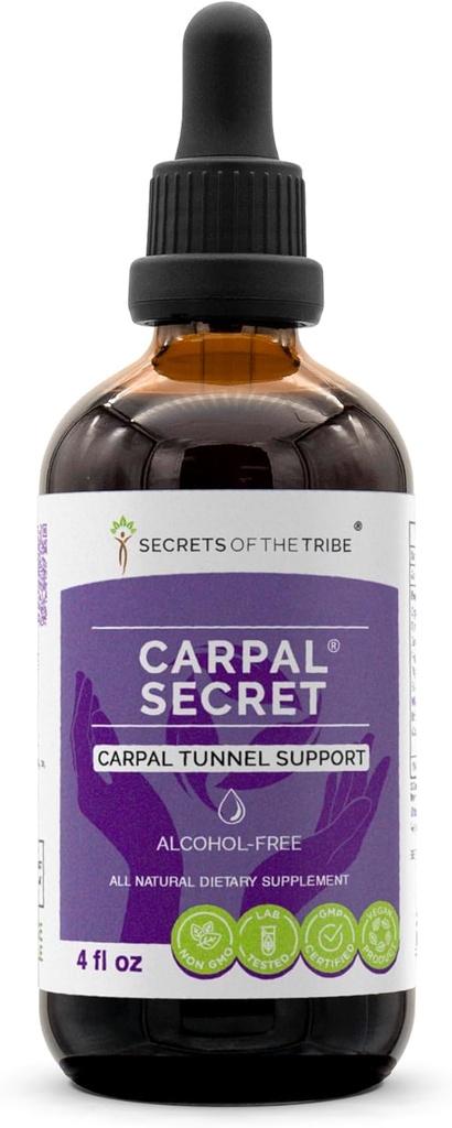 Secretos de la tribu - Carpal Secret, Carpal Tunnel Support, Herbal Supplement Blend Drops Alcohol-Free Liquid Extract (4 fl oz)