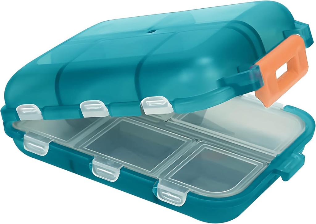 Caja de Píldora de Viajes – Caja de Píldora Portátil compacta con 10 Compartimientos – Caso de Píldora para el Purse, Bolsillo – Organizador diario duradero para vitaminas, suplementos (Pavock)