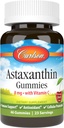 Carlson - Astaxanthin Gummies, con vitamina C, Immune Support, Antioxidante, Heart Health, Non-GMO, Cherry Flavor, 46 Vegetarian Gummies