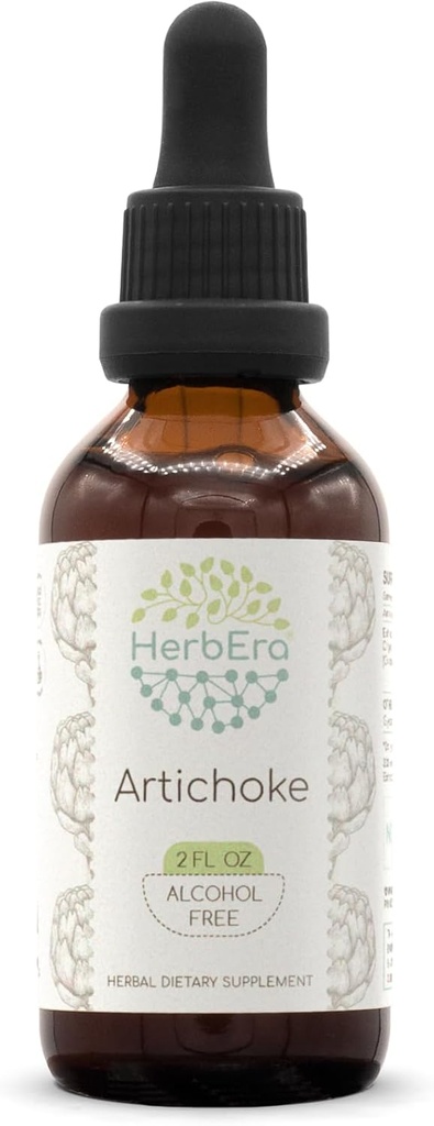 HerbEra Artichoke B60 Extracto herbario libre de alcohol Tintura, gotas líquidas concentradas Artichoke natural (Cynara scolymus) (2 fl oz)