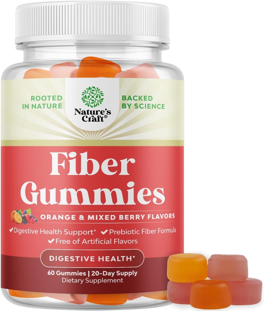 Tasty Prebiotic Fiber Gummies for Adults - High Fiber Supplement Gummies Vitamins for Adults with Prebiotic Soluble Chicory Root for Immunity and Digestive Support - Non GMO Vegan Halal 60 Count