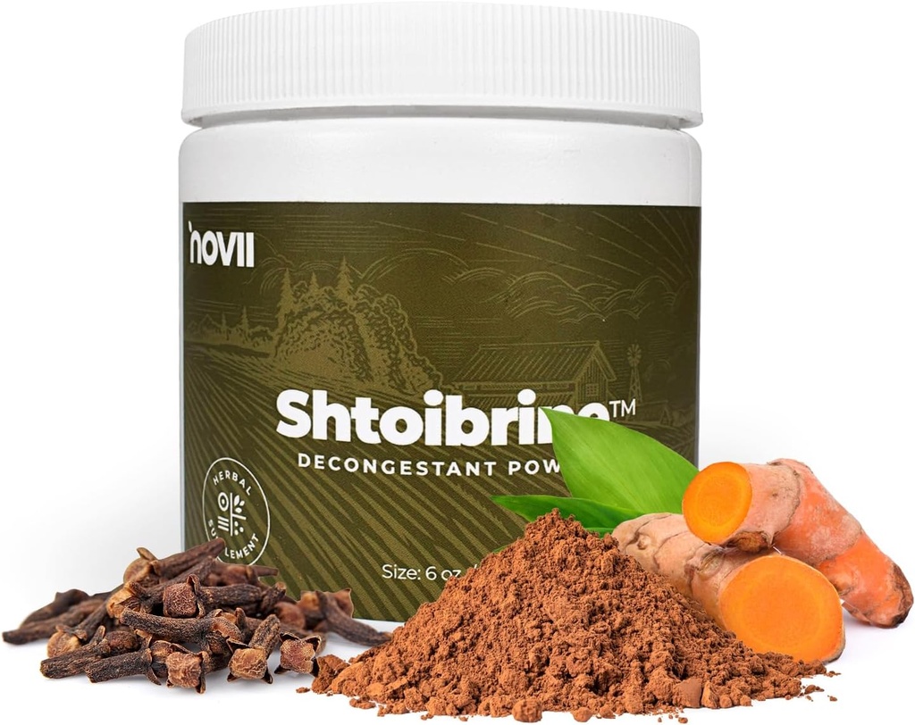 Novii Shtoibrine Decongestant Powder para Sinus Relief- 100% Natural Herbal Sinus Decongestant- Oral Natural Remedy for Congestion & Mucus Relief- Kosher Certified Chest Decongestant - 6oz