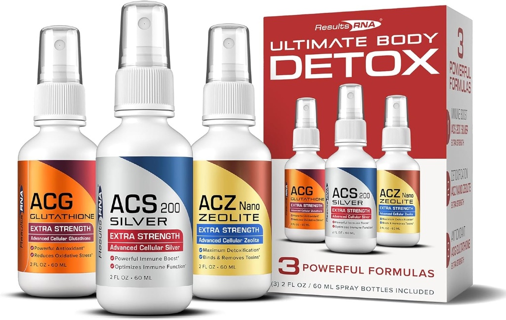 Results RNA – Ultimate Body Detox Extra Strength System – ACS 200 Silver/ACZ Nano Zeolite/ACG Glutathione are Clinically (2 oz - 30 Servings - 2,000mg)