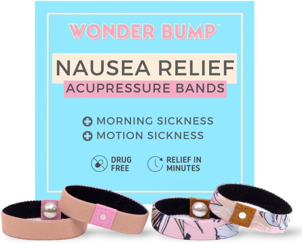 Morning Sickness Relief Wristbands | Acupressure Anti Nausea Bands for Pregnancy Nausea Relief, First Trimester Pregnancy Essentials (2 Sets) (Medium)