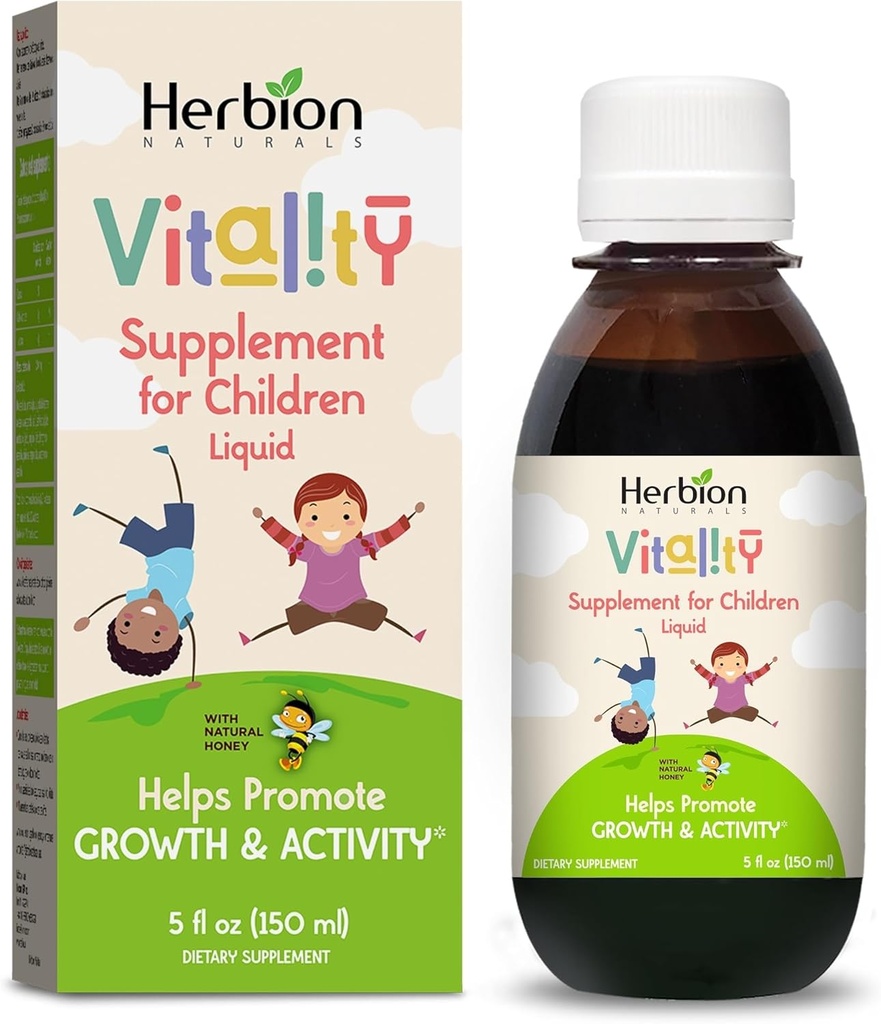 HERBION Naturals Vitality Supplement for Children, Promotes Growth and Appetite, Relieves Fatigue, Mejora el rendimiento físico y mental para los niños 1 año arriba, 5 Fl Oz (Pack of 1)
