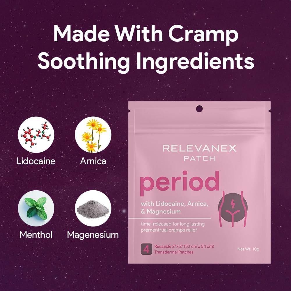 Patches transdérmicos Relevenex para mujeres – Ciclo menstrual Confort &amp; Soporte – Gentle & Conveniente – Diseñado para el uso diario