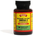 Bragg Omega-3 Suplemento cápsulas con DHA y EPA - 60 Vegan Softgels - Algas Marinas Sosteniblemente Cumplidas - Apoyo Ojo y Salud Cerebro
