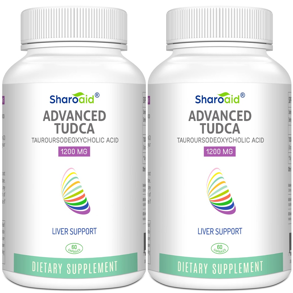 TUDCA Liver Support Suplementos 1200 mg-Tercera Parte Tested-Bile Salts for Liver Detox Cleanse-High Strength Formula-Vegan Capsules for Liver,Gallbladder,Kidney Health,2 Bottle-120 Capsules