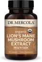 Dr. Mercola Organic Lion's Mane Mushroom Extract, 30 cápsulas 500 mg Organic Lion's Mane, Non-GMO, Gluten Free, Soy Free