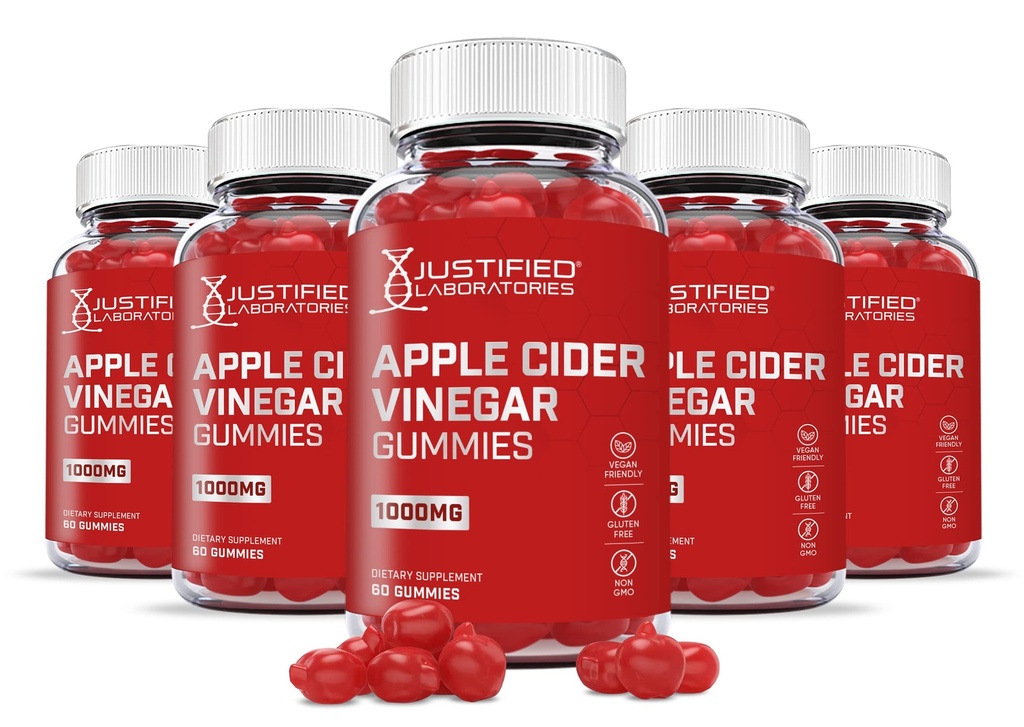 Laboratorios Justificados (5 Pack) Manzana Vinagre Gummies 1000MG ACV con granada Jugo Beet Root B12 300 Gummys