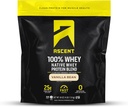 Ascent 100% Whey, Native Whey Protein Blend - Clean Post Workout Recovery, Digesting, Zero Artificial Flavors &amp; Sweeteners, Gluten Free, 5.5g BCAA, 2.6g Leucine, Vanilla Bean 4 lb.