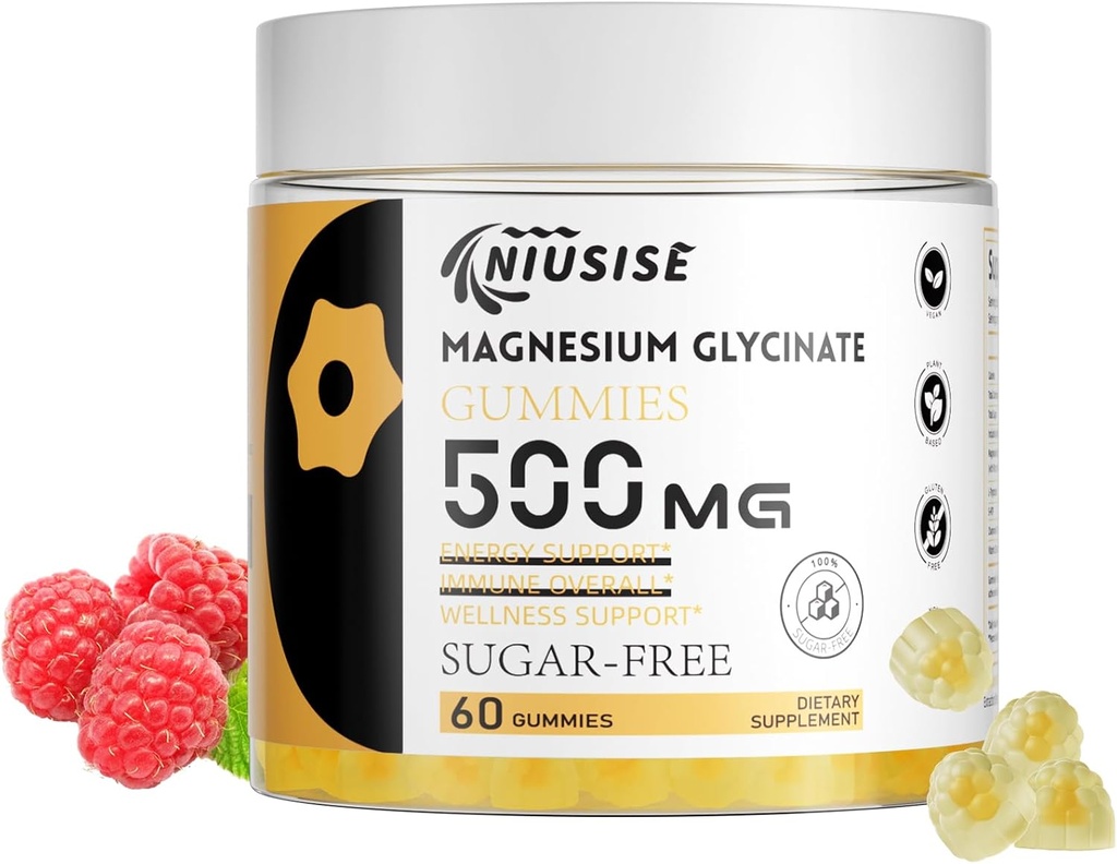 Magnesium Glycinate Gummies 500mg, Sugar Free Gummies with L-Tryptophan 500mg - Magnesium Gummies Suplemento Chewable Gummies for Women &amp; Men Vegan, Organic Gummies 60 Conde