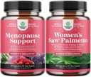 Bundle of Menopause Supplement for Night Sweats, Hot Flashes & Mood Swings with Dong Quai, Chaste Berry " Black Cohosh Root and Saw Palmetto for Women 500mg DHT Blocker with Maca Root " Biotin