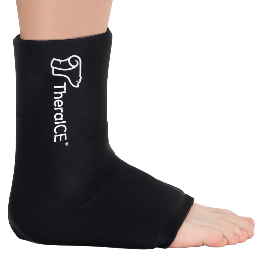 TheraICE Ankle Ice Pack Wrap for Swelling &amp; Sprained Ankle Brace for Women &amp; Men, Cold Therapy Support Compression Socks, Plantar Fasciitis & Aquiles Tendonitis Relief, Sore Feet & Heel