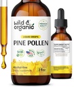 Wild & Organic Pine Pollen Tincture - Antioxidant &amp; Immune Support - Pine Pollen Extract Drops - Vegan, Sugar &amp; Alcohol-Free Liquid Supplement - 2 fl oz