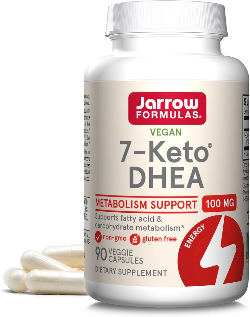 Jarrow Formulas 7-Keto DHEA 100 mg - Hasta 90 Servings (Veggie Caps) Suplemento dietético - Carbohydrate Metabolism Support - Non-GMO - Gluten Free - Vegan