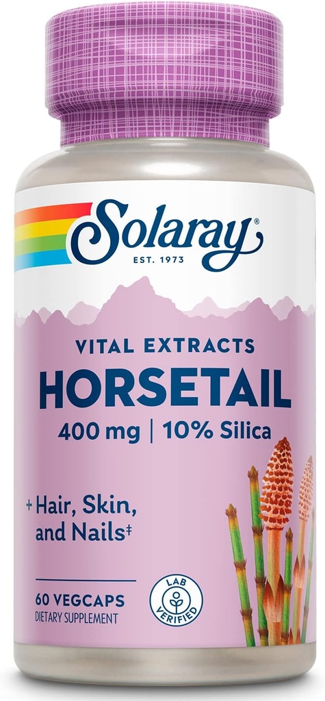 SOLARAY garantizado Potency Horsetail Aerial Extract, Veg Cap (Btl-Plastic) 400mg tención 60ct
