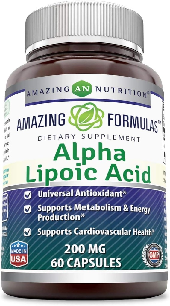 Fórmulas increíbles Ácido Lipoico alfa TENIDO 200 Mg Suplemento TENIDO Capsules TENIDO NO Gluten-Free TEN Made in USA (1 Pack, 60)