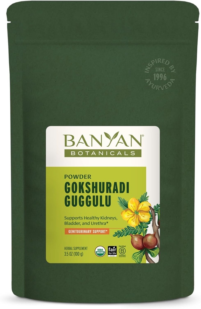 Banyan Botanicals Gokshuradi Guggulu Powder – Suplemento ayurvédico orgánico con Guggulu & Gokshura – para el tratamiento urinario saludable y el apoyo al riñón* – 3.5 oz – No GMO Fuente sostenible Vegan