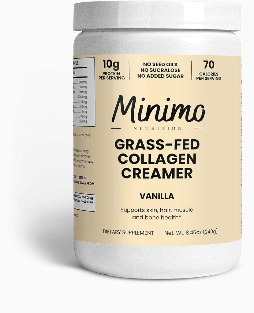 Crema de colágeno de grano, vainilla, 10g de colágeno de grano, sin aceites de semilla o azúcar añadido - Cabello, piel, uñas, &amp; soporte conjunto, 8,5 oz.