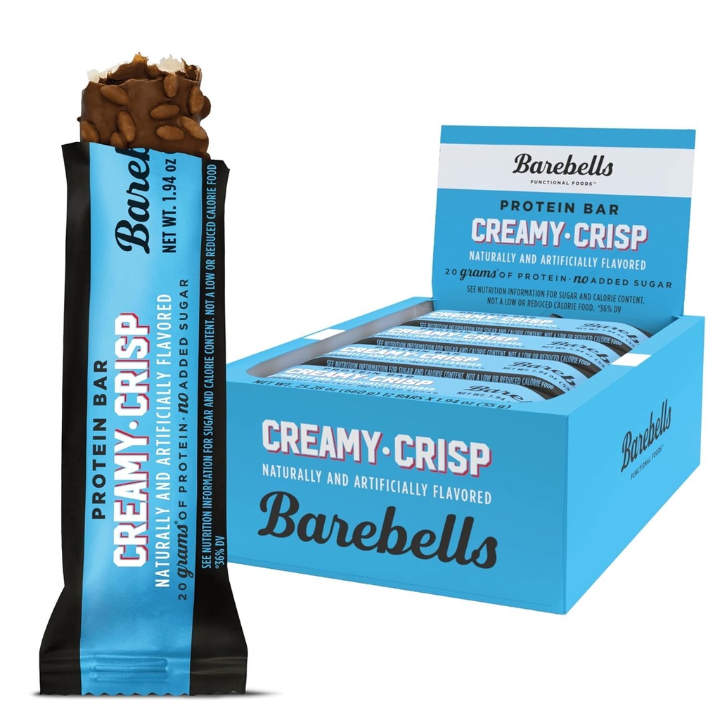Barebells Protein Bares Cremy Crisp - 12 Conde, 20g High Protein Treats - Chocolate Nutrition Bar con 1g Total Azúcares - On-The-Go Breakfast o Post-Workout Snack