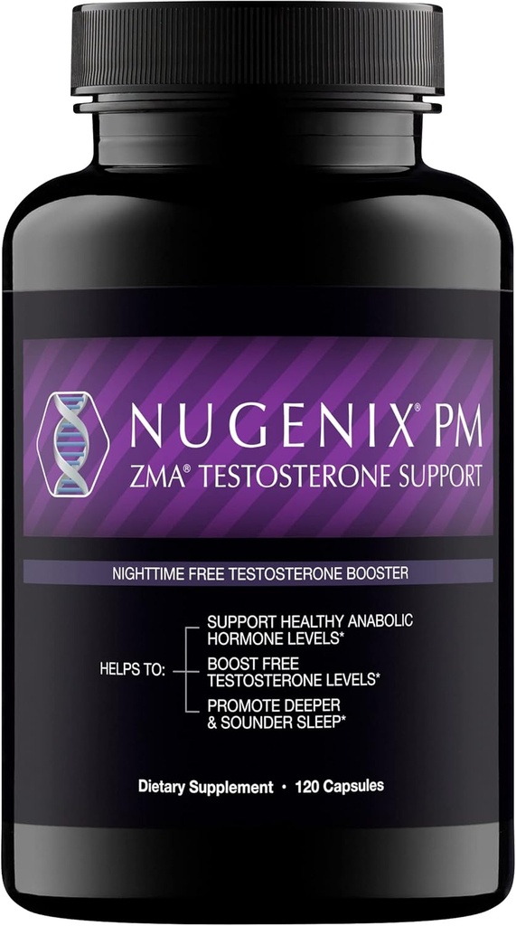 Nugenix PM ZMA - tiempo nocturno Boosterona libre y soporte para dormir, 120 cuenta