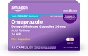   Basic Care Omeprazole Delayed Release Mini Capsules 20 mg, Acid Reducer, 24HR Heartburn Relief, 42 Count Pack