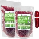 XPRS Nutra Vegan Tamaño 00 cápsulas separadas - 1000 cápsulas de vacío Premium Separados en bolsas - 00 pastillas Vacío para relleno de suplemento de bricolaje (Clear Rojo)