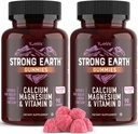 Calcio Tierra Fuerte de YUM-V, Magnesio, Vitamina D3 Gummies - Vitamina Gummies Suplemento Calcio para Gummies Fuertes de Salud Hueso - Kosher 90 Conde (Pack de 2)