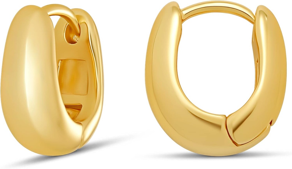 Esenciales 14K Oro o Sterling Plata Teardrop Huggie Hoop 12mm