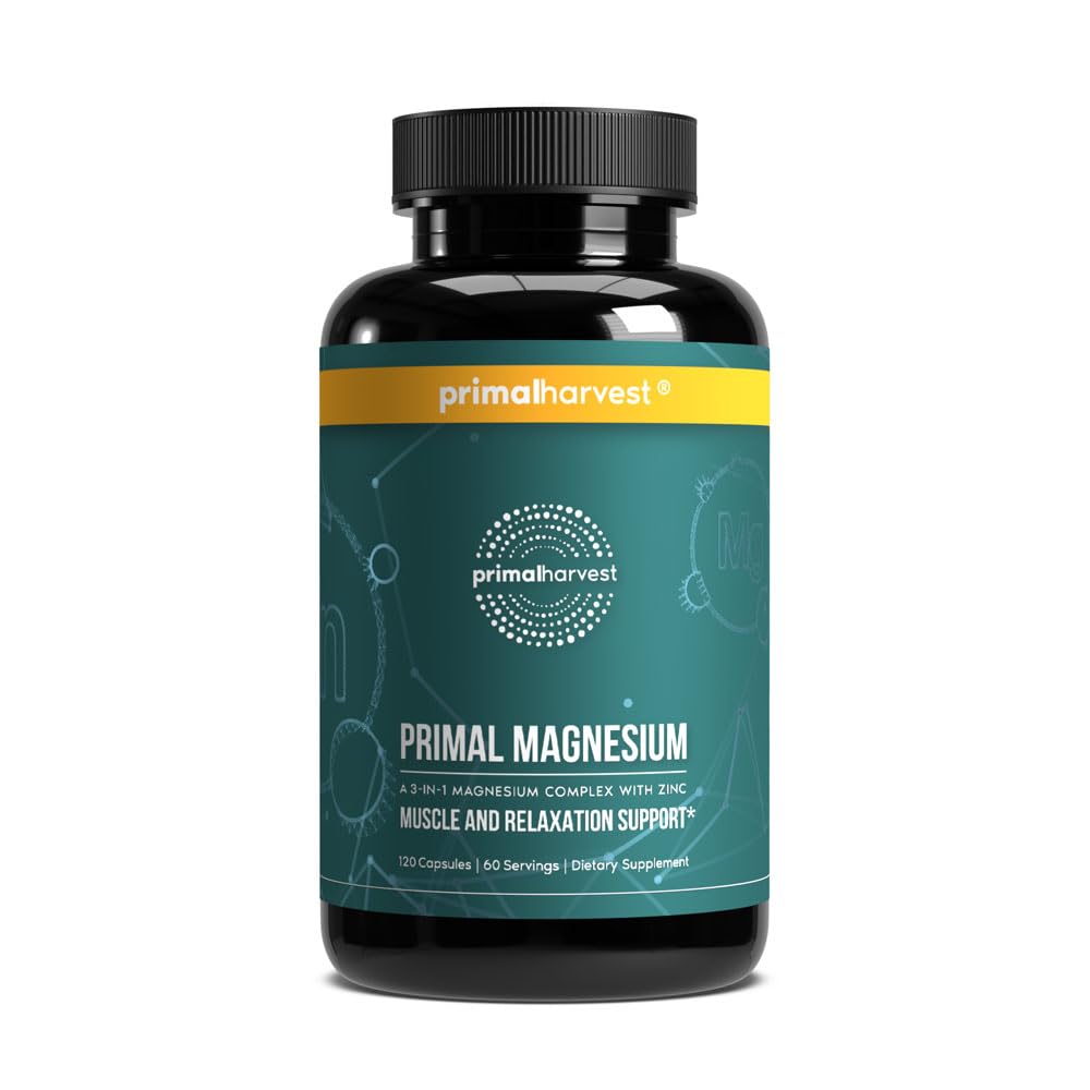 Complejo de suplemento de magnesio 310mg por cosecha primal con glucocinato de magnesio, citrato, malate y capsulas Zinc 120