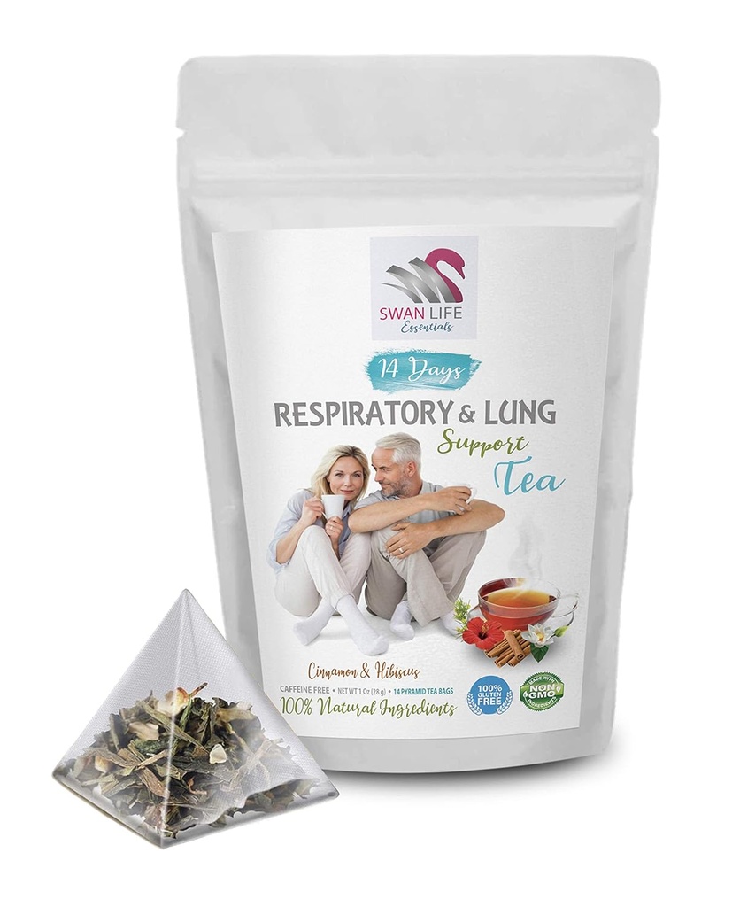 Peppermint Tea - RESPIRATORY AND LUNG SUPPORT TEA 14 Días - astragalus membranaceus root, Cinnamon, Hibiscus, Marshmallow Root, té de hierba orgánica, hierbas de apoyo pulmonar, té inmunitario - 1Pack 14 bolsas