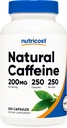 Nutricost Natural Caffeine 200mg, 250 cápsulas vegetarianas - Gluten Free, Non-GMO