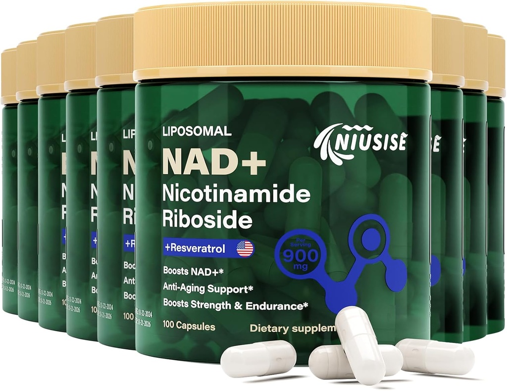 NAD Supplement, NAD Nicotinamide Riboside 900 Mg for Men and Women, Liposomal NAD+ Suplemento con Nicotinamide Riboside, Resveratrol " Quercetin, Energy, Boost NAD+, 900 cápsulas