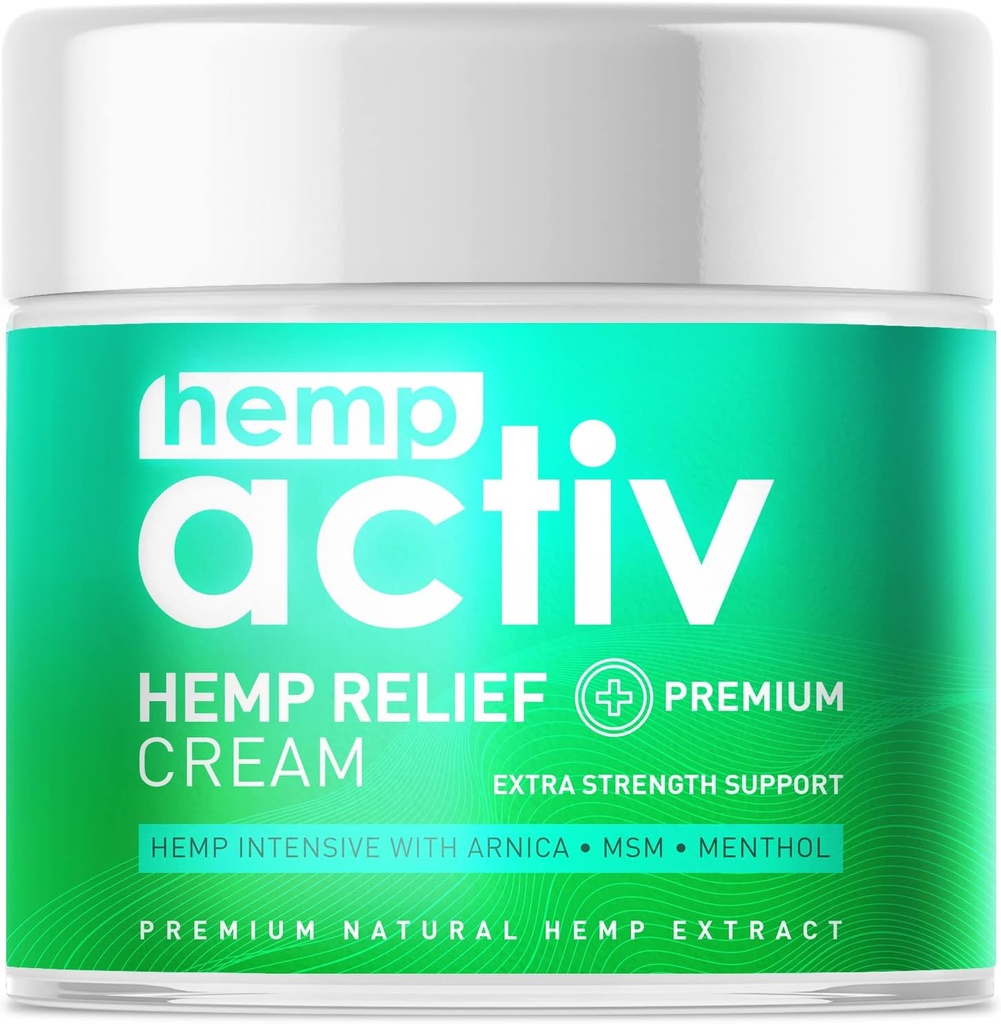 Hemp Cream, Lightweight Moisturizing Formula with Hemp, Menthol, MSM & Arnica, 4 Fl Oz