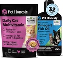 Cat Multivitamin Chews + Omega 3 Fish Oil Supplement for Dogs & Cats - Cat Treats for Health, Immune, Joint Support, Skin & Coat, Digestion, and General Wellness ← Chicken (30-Day Supply)