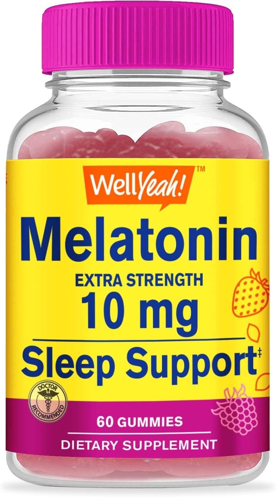 WellSí Melatonin 10mg Gummies - 2 Month Supply - Natural Sourced Flavor, Drug-Free Gummy Supplement - Gluten and Gelatin Free, Vegetarian - 60 Gummies