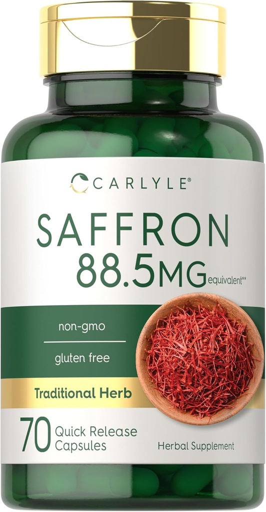 Carlyle Saffron Extract Suplemento 88.5mg Silencio 70 Capsules Silencio para Mujeres y Hombres