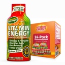 Vitamin Energy Immune+ Extra Strength Energy Shot Fruit Punch 24 Pack, 260mg Natural Caffeine, B-Vitamins, Citicoline, Green Tea, Immunity & Focus Support, Zero Sugar, Gluten-Free 1.93 fl oz