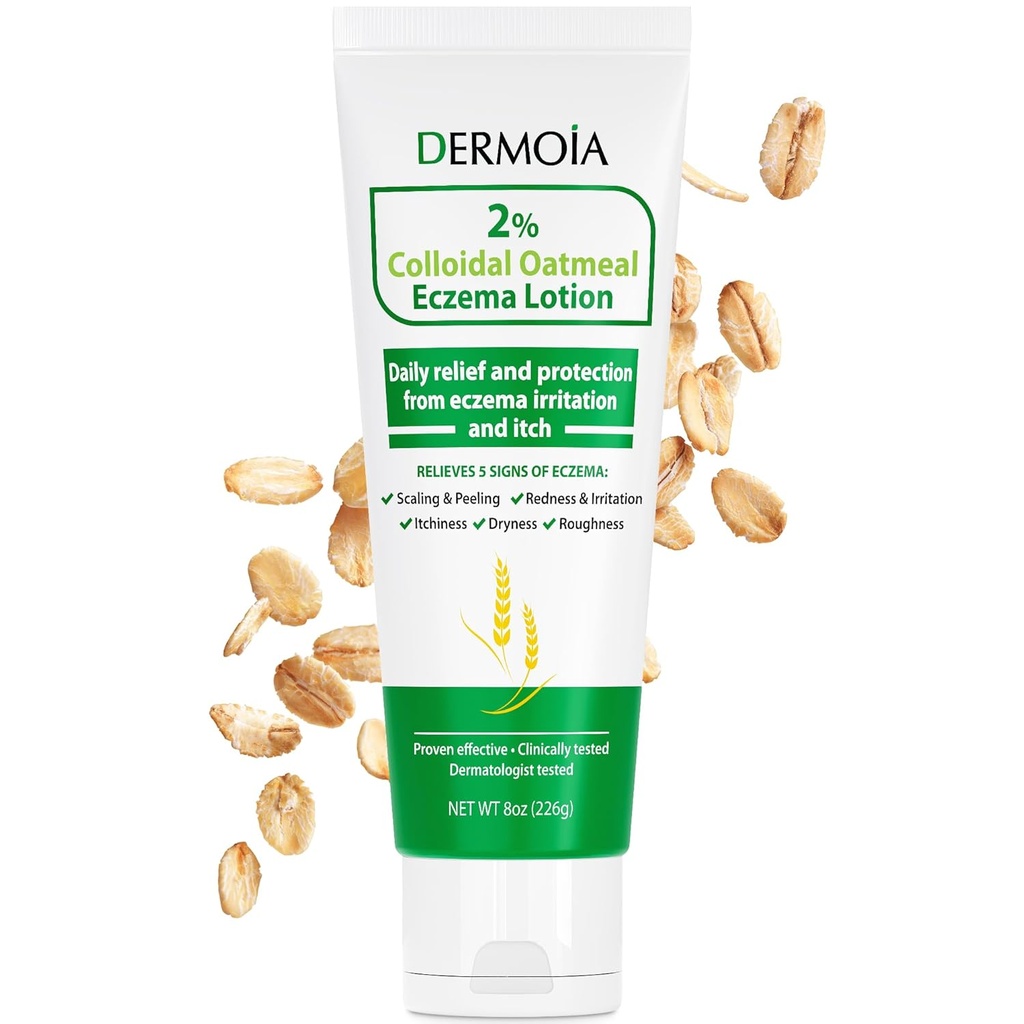 2% Colloidal Oatmeal Eczema Lotion - Soothing and Moisturizing Anti-Itch Cream & Body Lotion with Aloe Vera, Shea and Glycerin - Nourishing Eczema Cream for Superior Relief and Protection 8oz