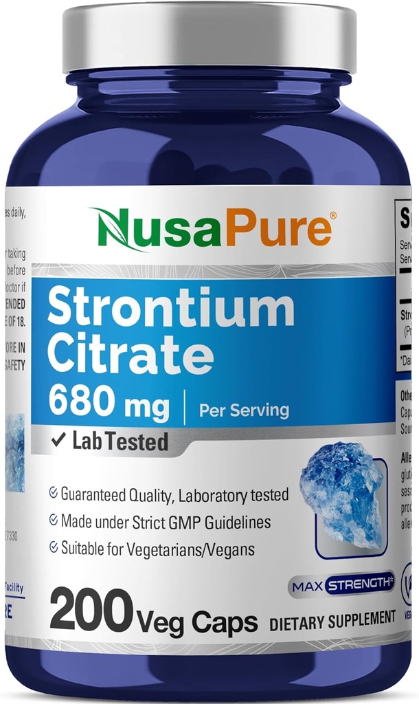 NusaPure Strontium 680 mg 200 Vegetarian Caps (No-GMO, Vegan)