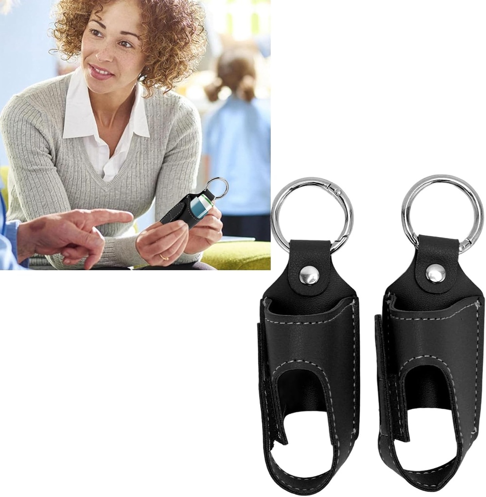 Inhaler Case Holder, 2PCS Asthma Inhaler Holder Portable Storage Protective PU Leather Asthma Inhaler Case Lightweight and Protective Shell for Daily Use, Travel and School (Black)