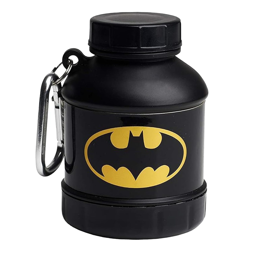 Smartshake Justice League Whey2Go Batman Protein Powder Storage Container 50g – BPA Free Shaker Bottle Funnel para Whey Protein Powder - 110ml, DC Comics Batman