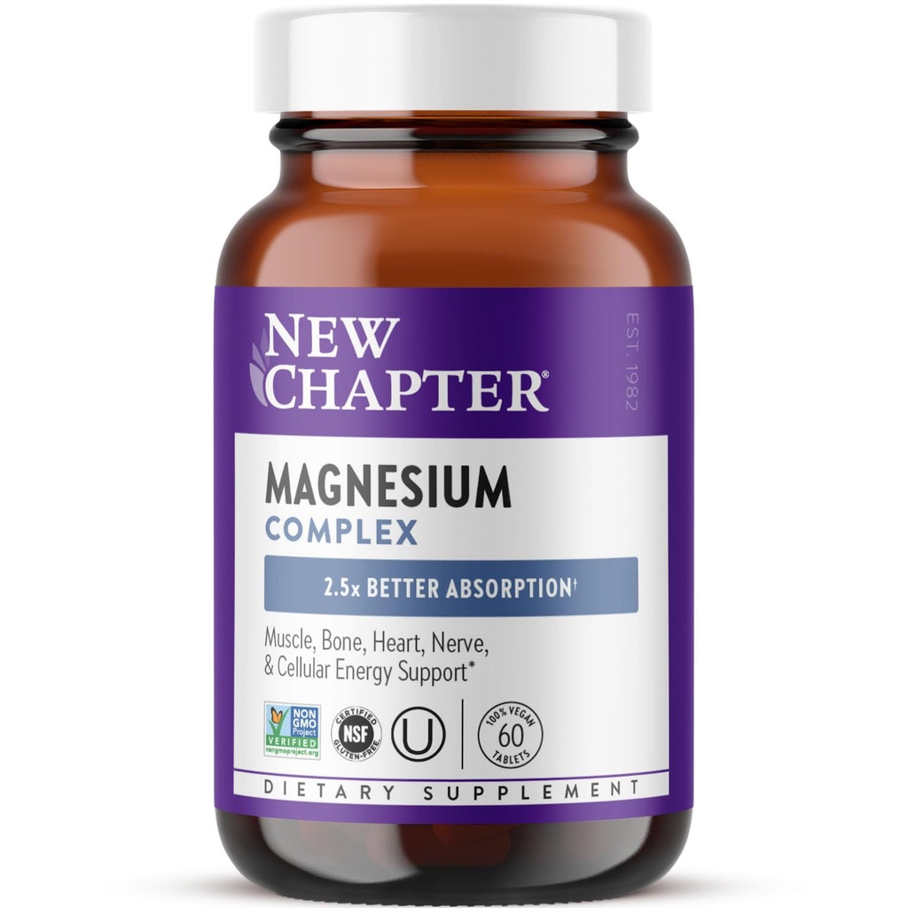 Nuevo capítulo Magnesium Complex Suplemento, 325 mg con Magnesium Glycinate + Sea-Sourced + Fermented Forms for Heart, Bone, Nerve, Muscle & Cellular Energy, 100% Vegan, 60 Tablets