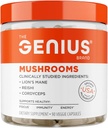 The Genius Brand Genius Mushrooms - Suplemento de base vegetal para Immune, Focus &amp; Energy Support - Lion's Mane, Cordyceps & Reishi - Organic & Non-GMO - 90 Veggie Capsules