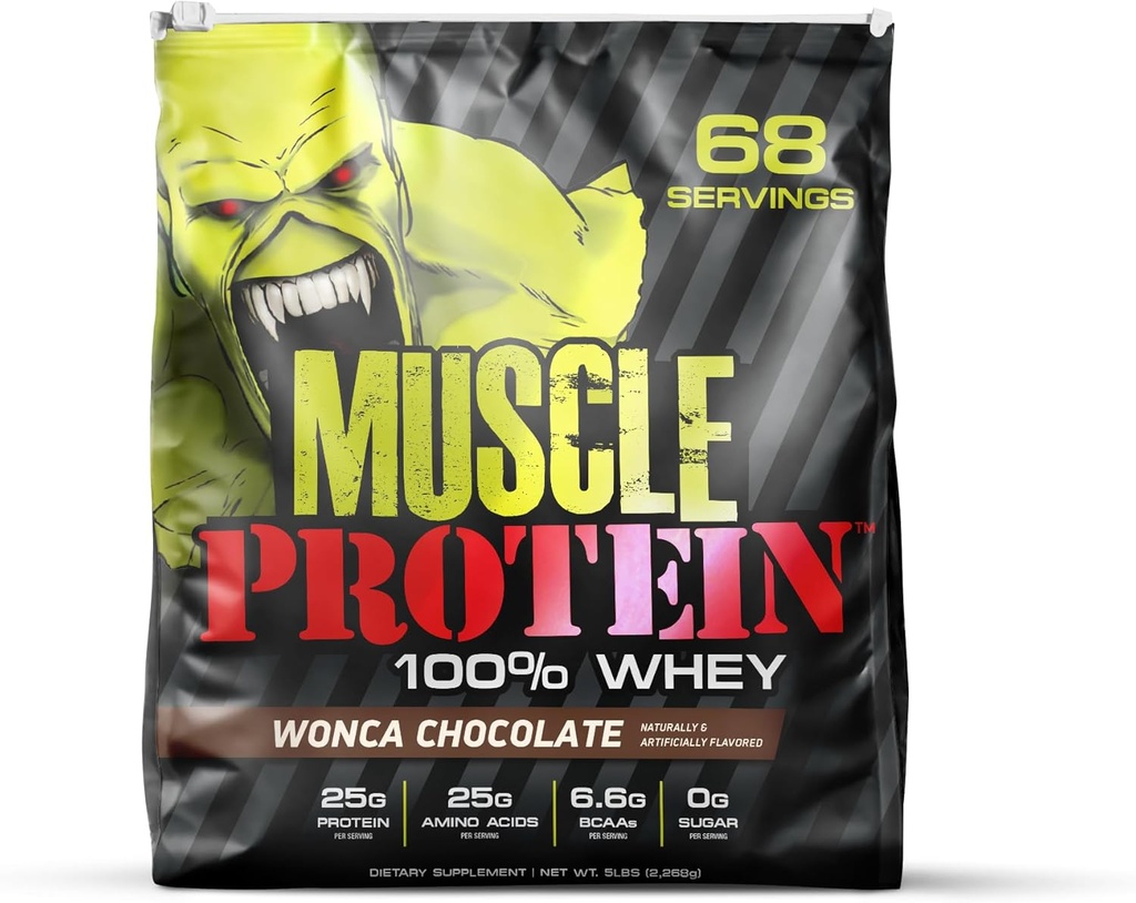COLOSSAL LABS Muscle Protein Whey Powder [5 lbs/Pack of 1] – Filtro frío, 25g Proteína pura, 6.6g BCAAs (Packaging May Vary) (5LB, Chocolate)