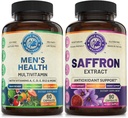 Mens Daily Multivitamins & Pure Saffron Extract Bundle (One Bottle Every). Apoya colectivamente Holistic Wellness, Boosted Energy, Uplifted Mood. Hecho en Estados Unidos.