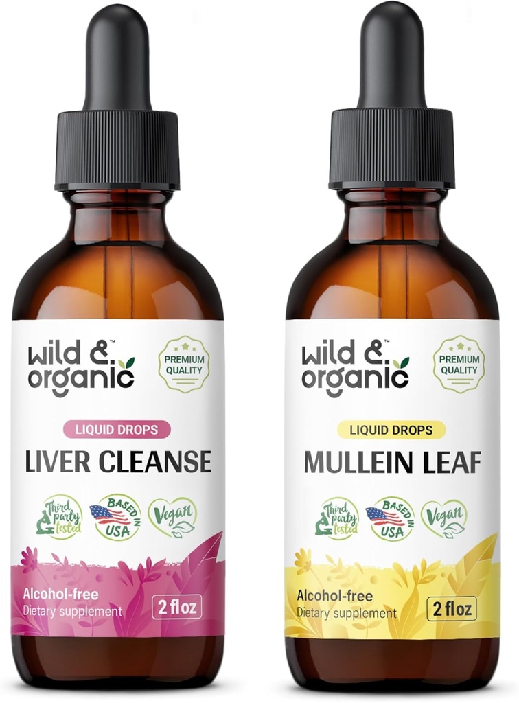 Wild &amp; Organic Liver Cleanse Tincture 2 fl oz &amp; Mullein Tincture 2 fl oz