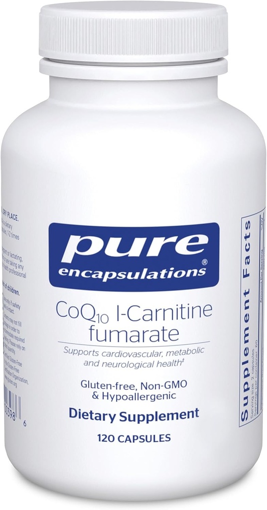 Pure Encapsulations CoQ10 l-Carnitine Fumarate TEN Ultra-Charged Cardiovascular Support TEN 120 Capsules