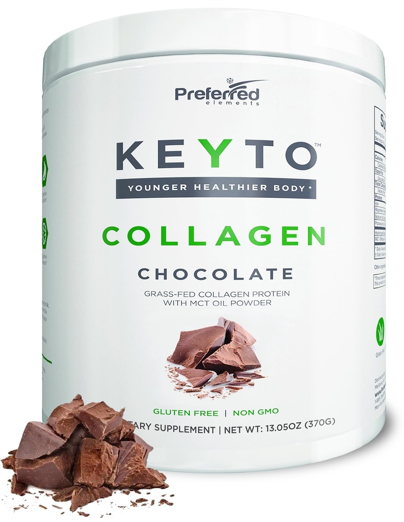Keto Collagen Protein Powder con MCT Oil – Keto y Paleo Friendly Grass Fed and Pasture Raised Hydrolyzed Collagen Peptides – Fits Low Carb Diet y Keto Snacks – KEYTO Chocolate Flavor